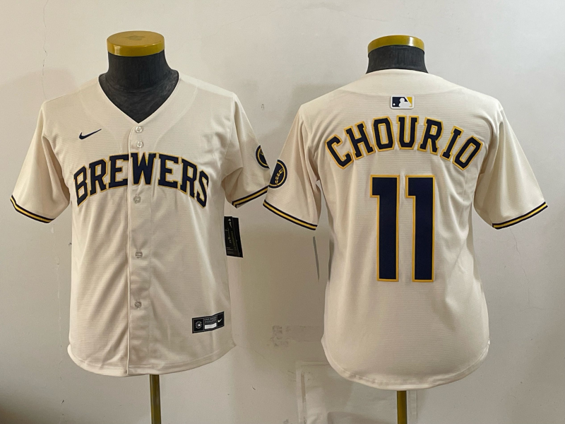 Youth 2026 Milwaukee Brewers #11 Chourio cream Game Nike MLB Jersey 0918001
